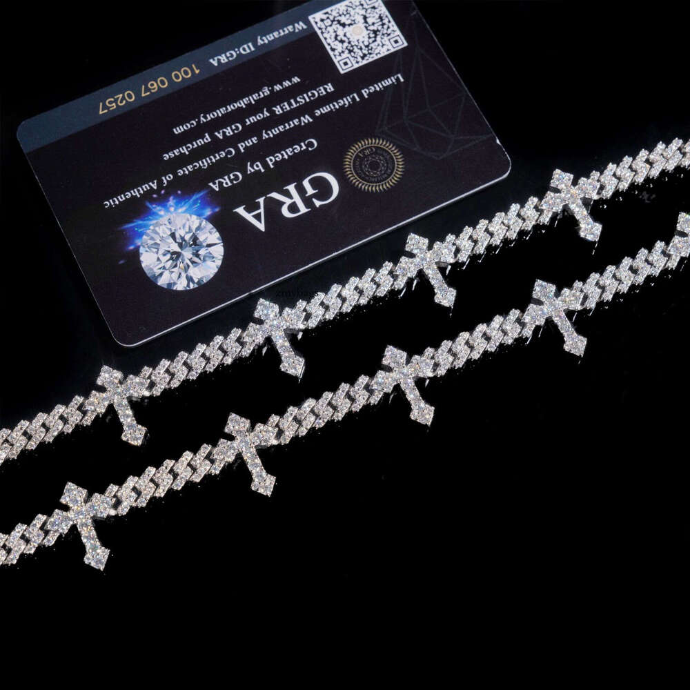 Hot Item 6mm Cuban CrosIced Out VVS Moissanite/Sterling Silver Zirconia Tested Hip-Hop Men's Bracelet