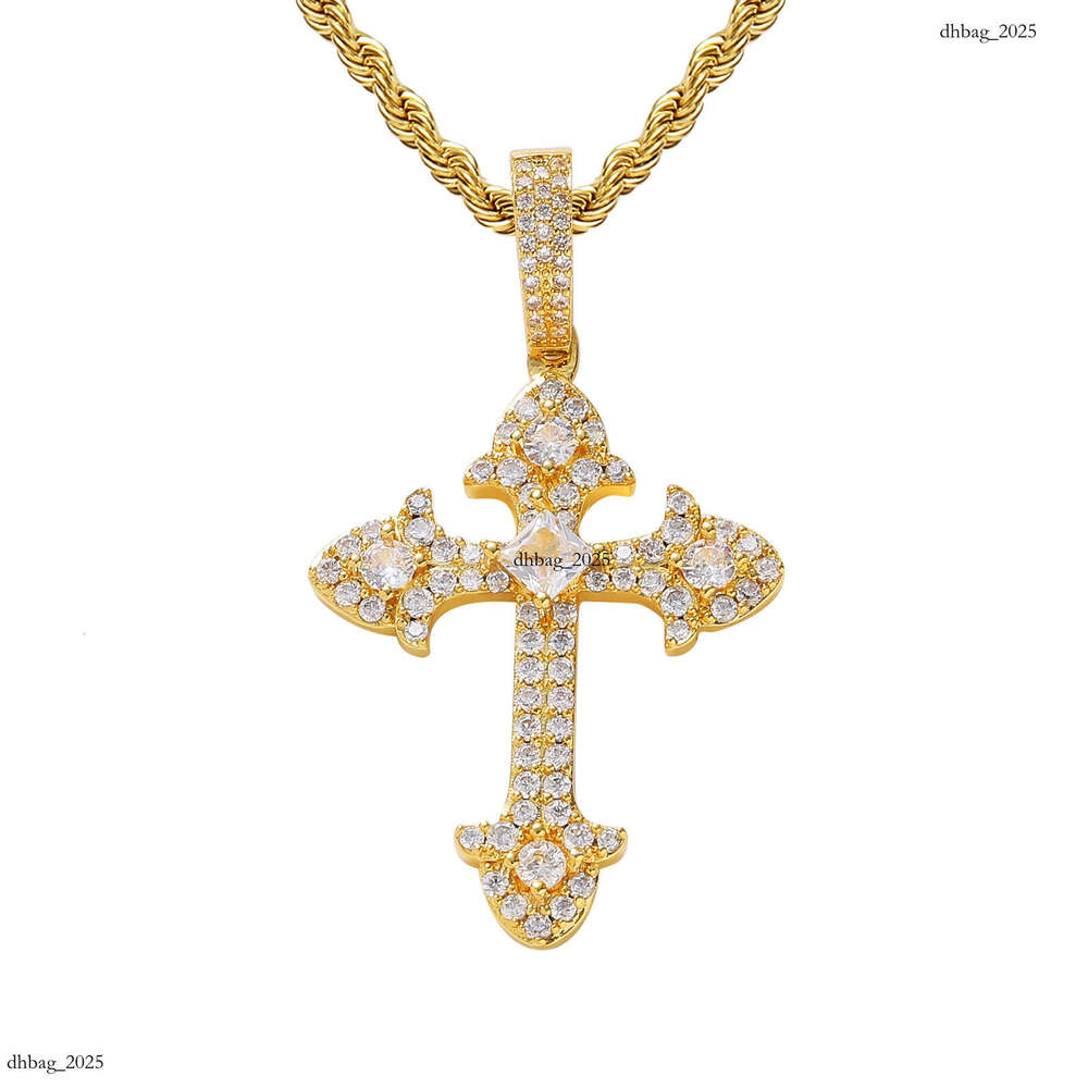 Men's Cross Pendant Purple Moissanite chain Personality Simple Trendy Brand Internet Celebrity Unisex Hip Hop Accessories