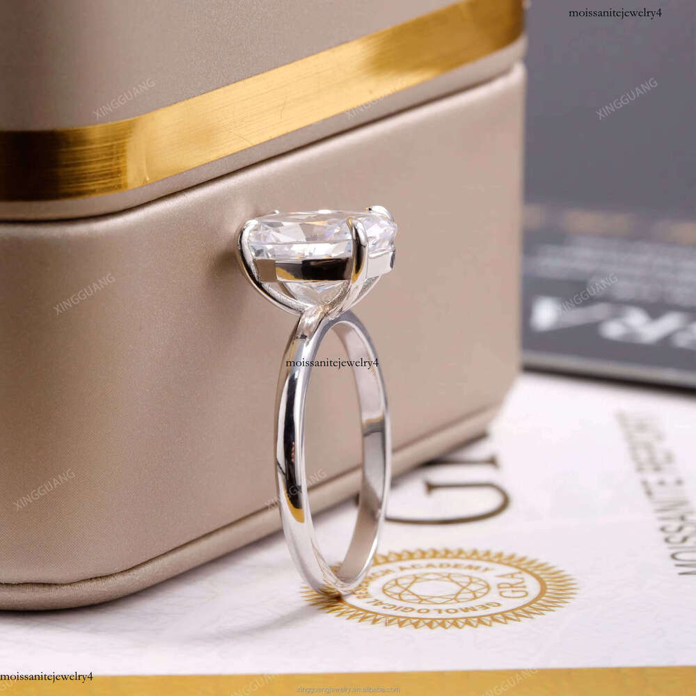 XG Women 2CT Oval Cut Moissanite Fine Rings Real Sier Plated Gold Custom Lab Dia Jewelry