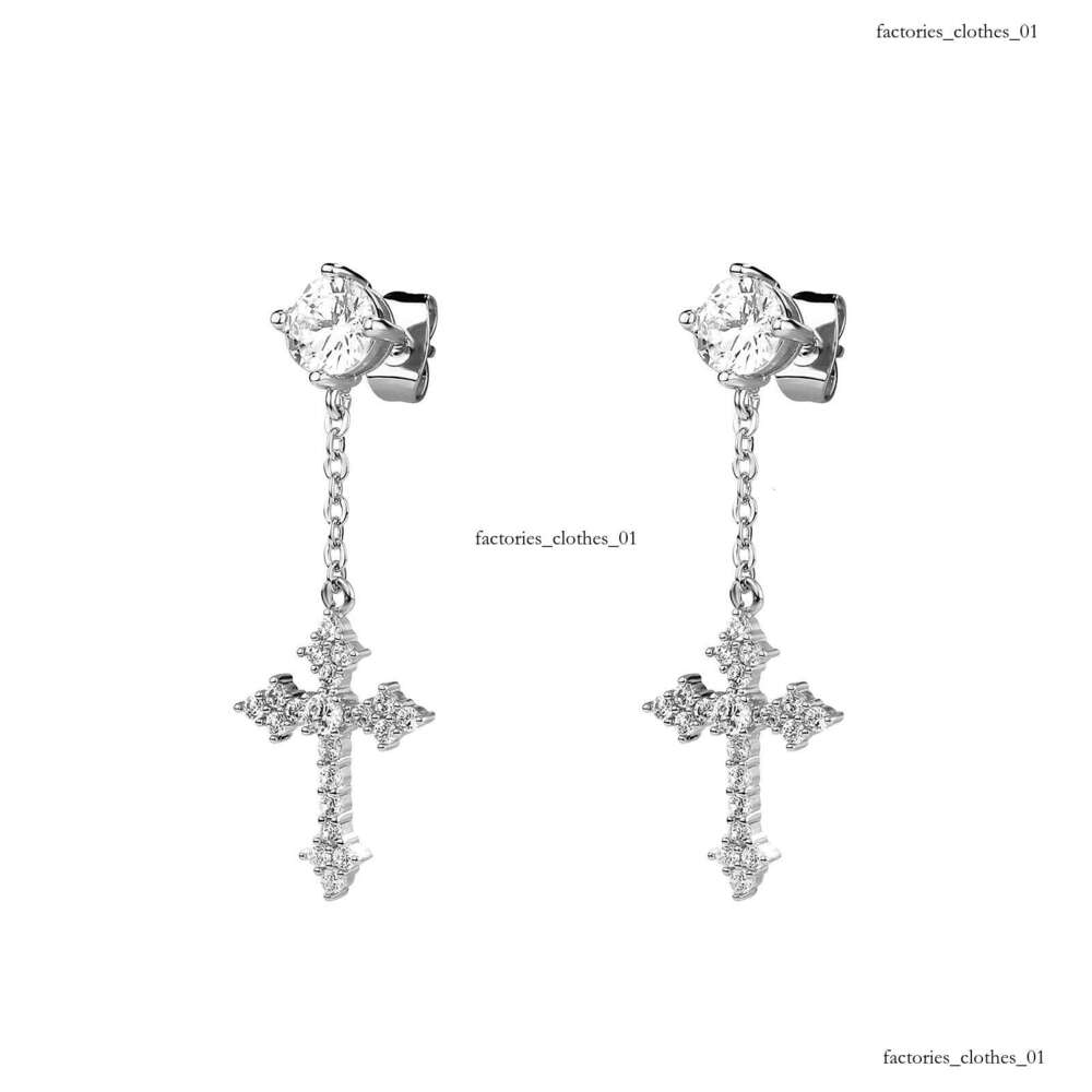 Long Tassel Cross Zircon for Women, Fashionable Elegant Design, Full Dia, Ins Style, Stylish and Chic Earrings