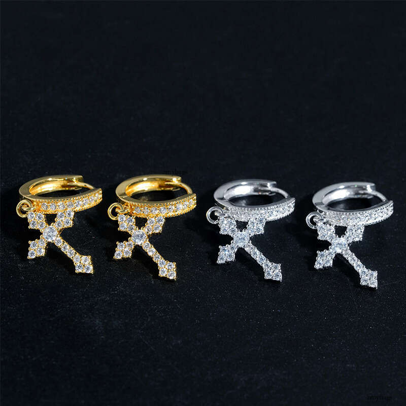 ICED OUT Cross Zircon Earrings for Women Fashionable Exquisite High-end Versatile Accessories