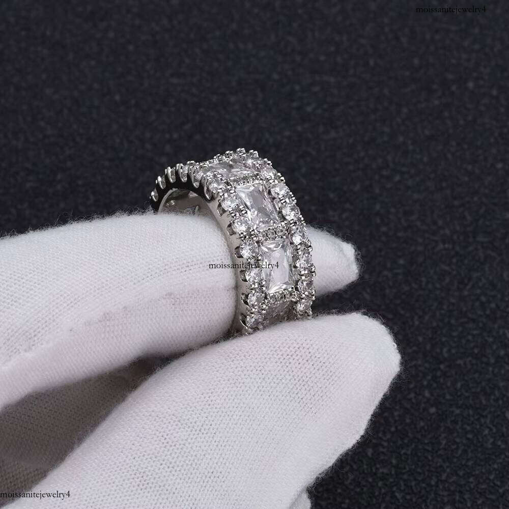 NUOYA Hip Hop Fashion Shiny Baguette Dia Jewelry Gold Plated Brass Prong Setting CZ Stone Ring for Women Gift