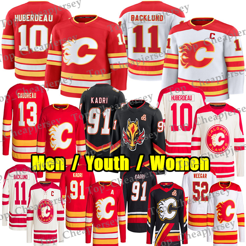 #10 Jonathan Huberdeau calgary hockey jersey flamess jersey #91 Nazem Kadri Dustin Wolf Cooley Mikael Backlund MacKenzie Weegar Zayne Parekh Johnny Gaudreau jersey