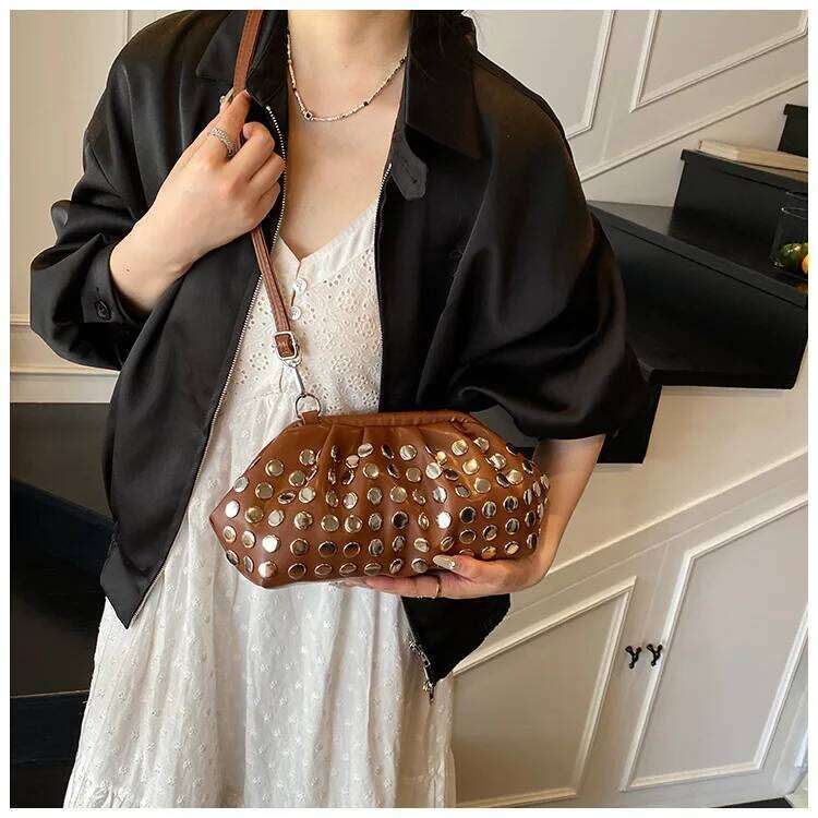 Summer Hot Sale S Studded Clutch Crossbody Bag Stylish Shoulder Handbag For Women Fashionable Elegant