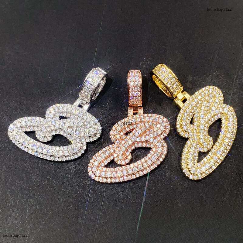 Hot-Selling Personalized Hip-Hop Jewelry Sterling Silver Inlaid Moissanite chain Letter Unisex Accessories Necklace Pendant