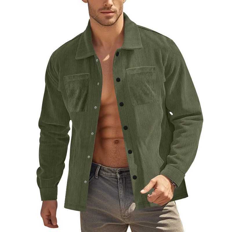 2024 New Mens Heavy Corduroy Shirt Long Sleeve Shirt Casual Cardigan Jacket W250809