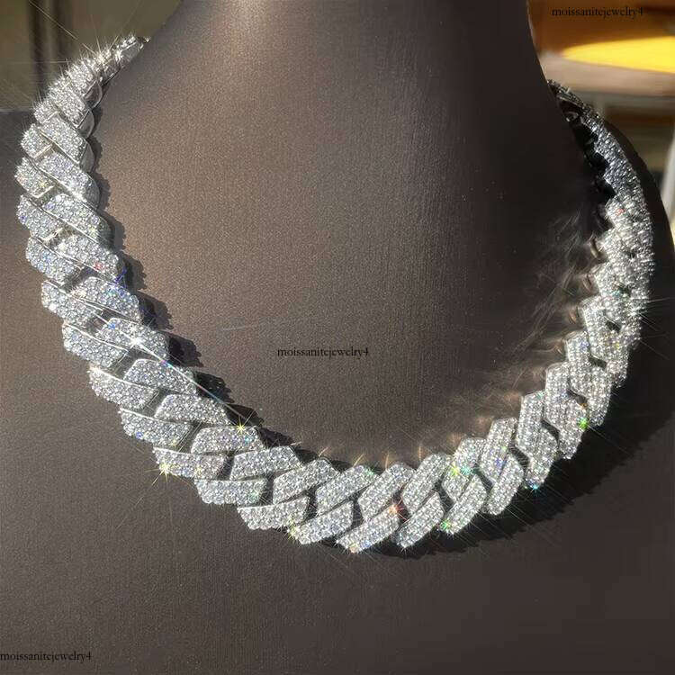 RTS Hip Hop Sterling Sier Pass the Test Moissanite Dia Gold Plated Cuban Chain for Men Necklace