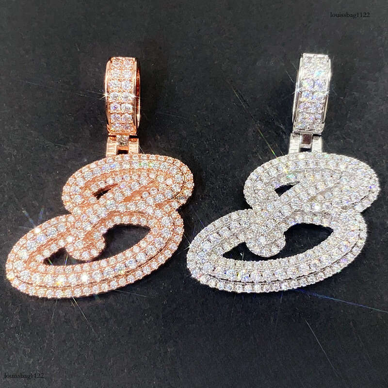 Hot-Selling Personalized Hip-Hop Jewelry Sterling Silver Inlaid Moissanite chain Letter Unisex Accessories Necklace Pendant