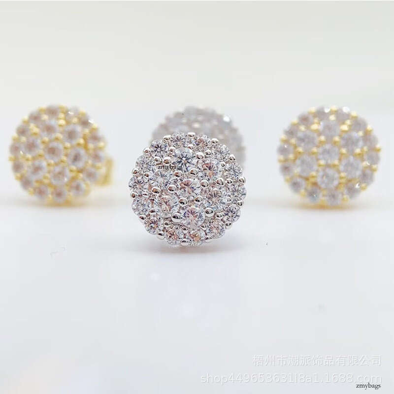 Hot-Selling Hip-Hop Micro-Inlaid Zirconia Stud Hiphop Trendy Full Dia Electroplated Earrings New Ear Jewelry