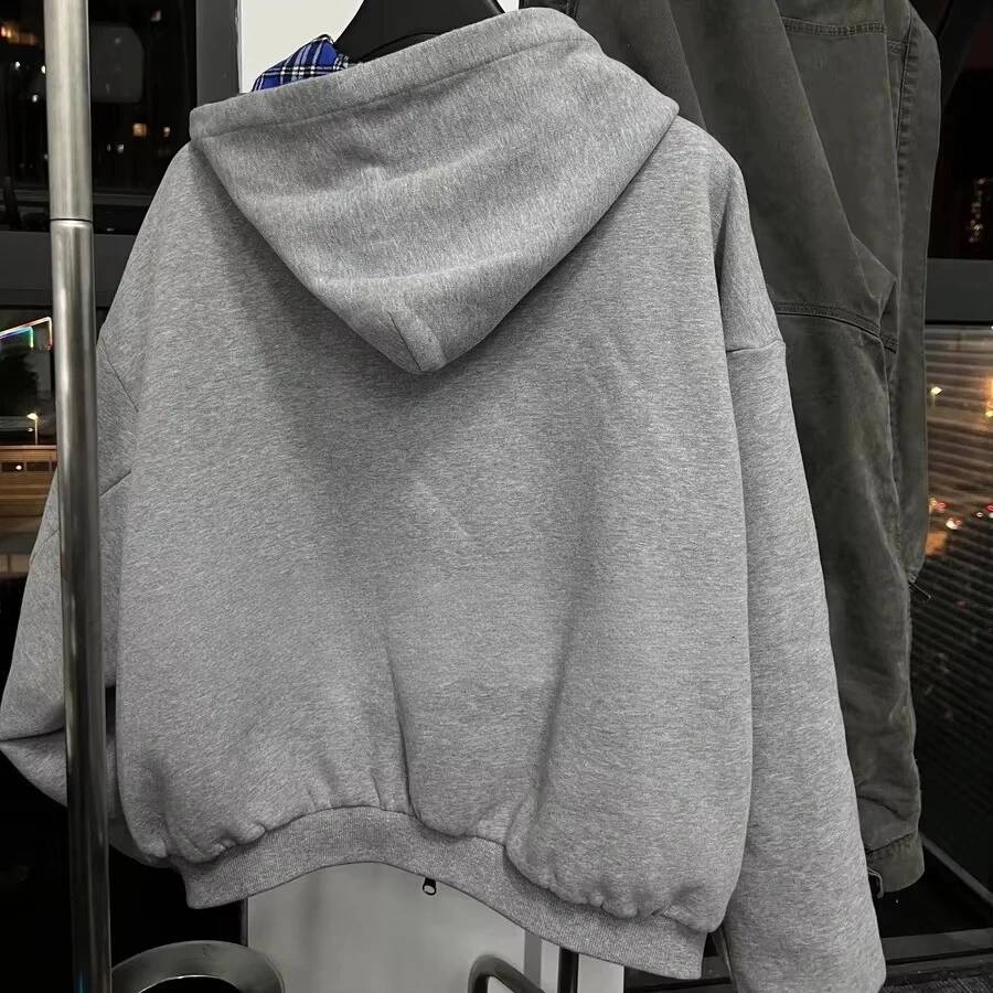 2025 Autumn Shoulder-fall Striped Reversible Two-wear Cardigan Hoodie Blue Plaid Pattern Classic Jacket Men Loose Trend New Top dongdumaoyi