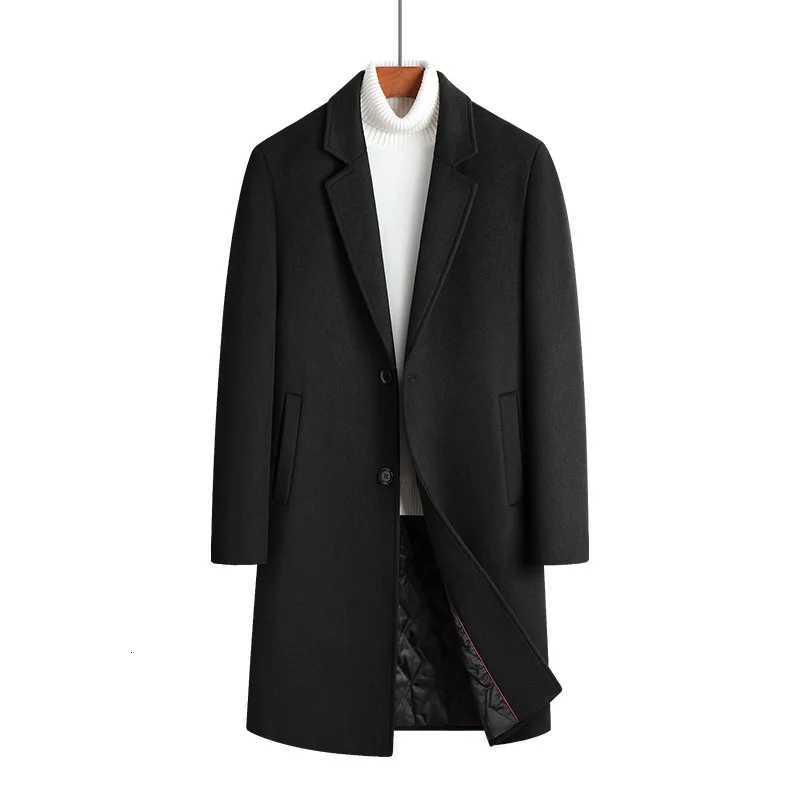 Mid-Length Woolen Coat for Men - Formal Collar Casual Woolen Coat for Men - Large Sized Jacket - Extra Cotton Thickened Coat XJ250809