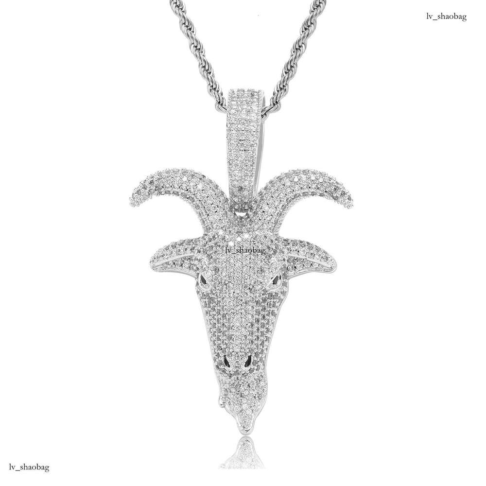 MISA Goat Pendant Micro-Paved Moissanite chain Animal Personality Men's Cool Rap Hip-Hop Necklace Accessory