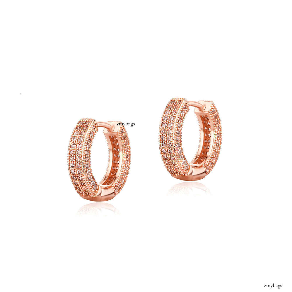 Hoop Sterling Silver Full Zircon Colorful Bling Unisex Personality Fashion Hip Hop Earrings