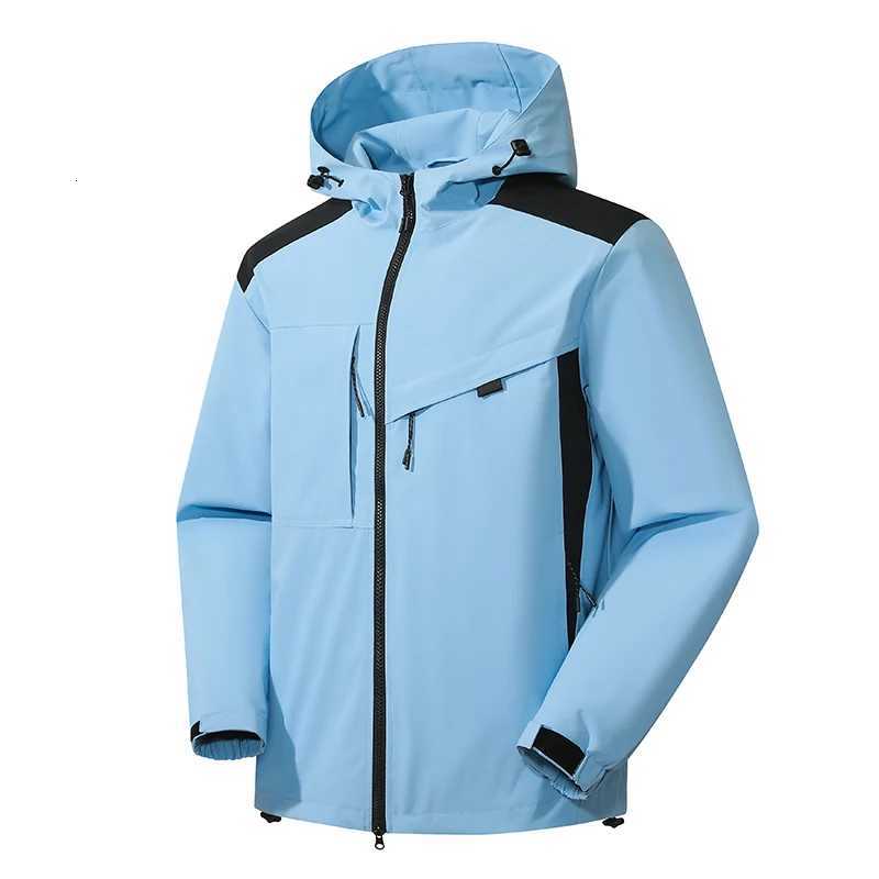2024 New Mens Spring and Autumn Outdoor Sports Hooded Jacket Rainstorm Waterproof Mountaineering Suit Windproof Overalls Top W250809