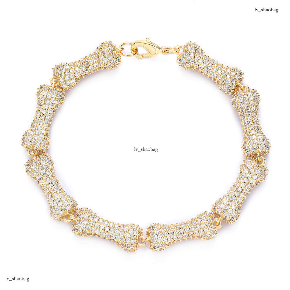 New Bone 10mm Full Moissanite chain Pink Choker Personality Unisex Hip Hop Necklace