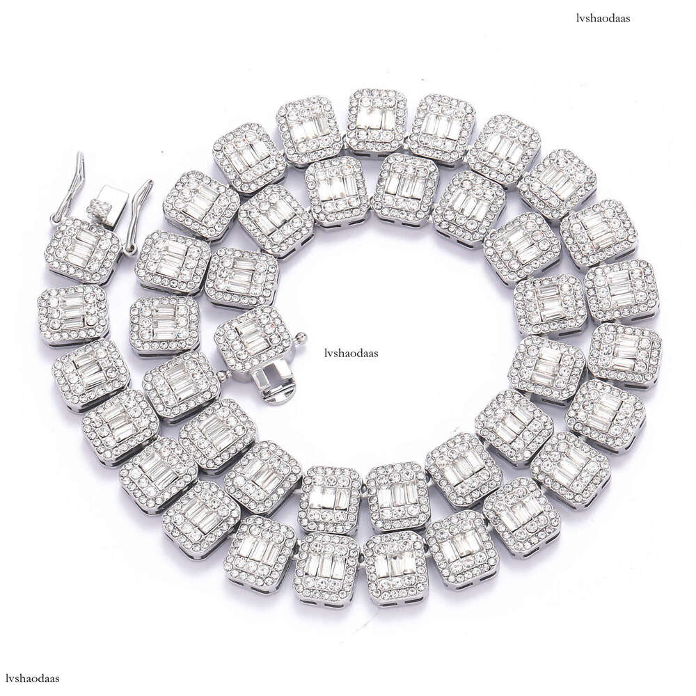 New Hip-Hop 13mm Square Round Cuban Chain Full Dia Men's Trendy Necklace