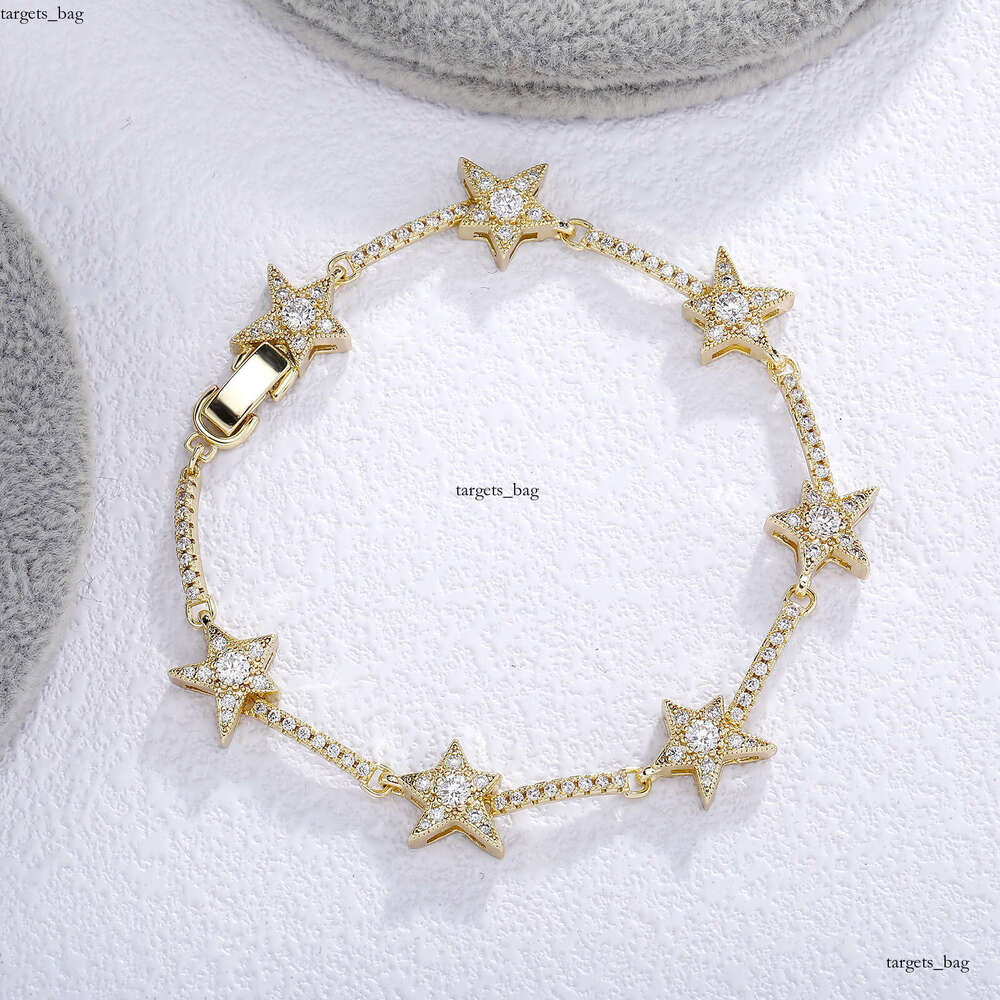 Five-Pointed Star Sterling Silver Zircon Fashionable Personality Versatile Bracelet