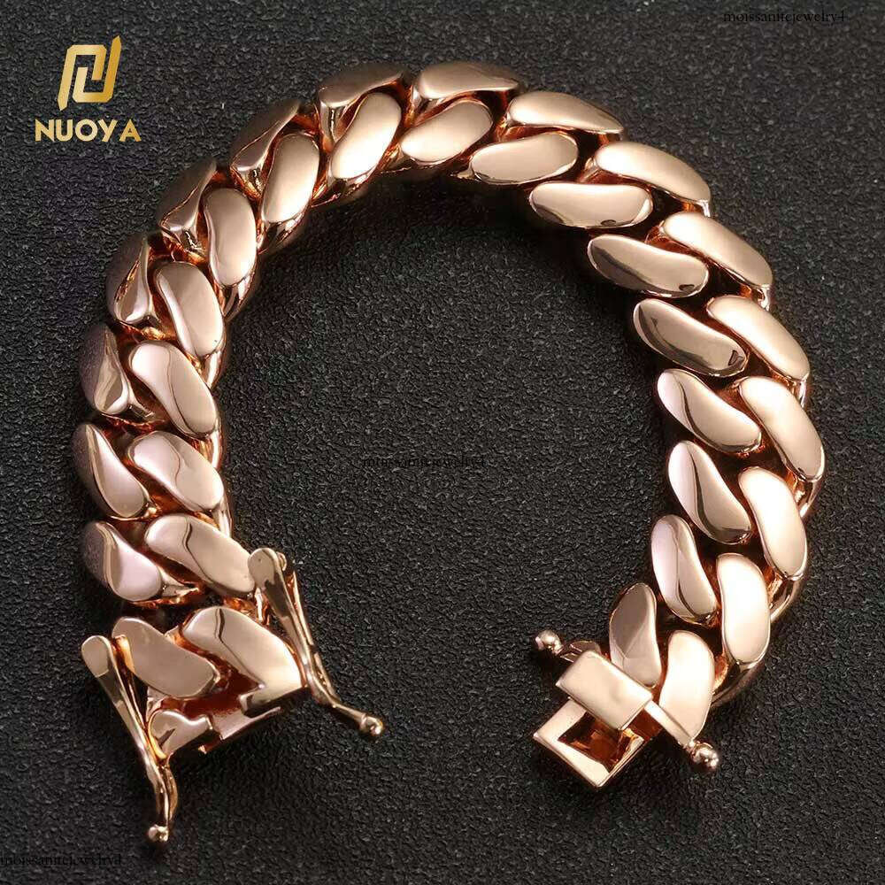 NUOYA 22mm Cuban Link Men Women Hip Hop Jewelry Rose Gold Plated Brass Bracelet Fine Chain Gift