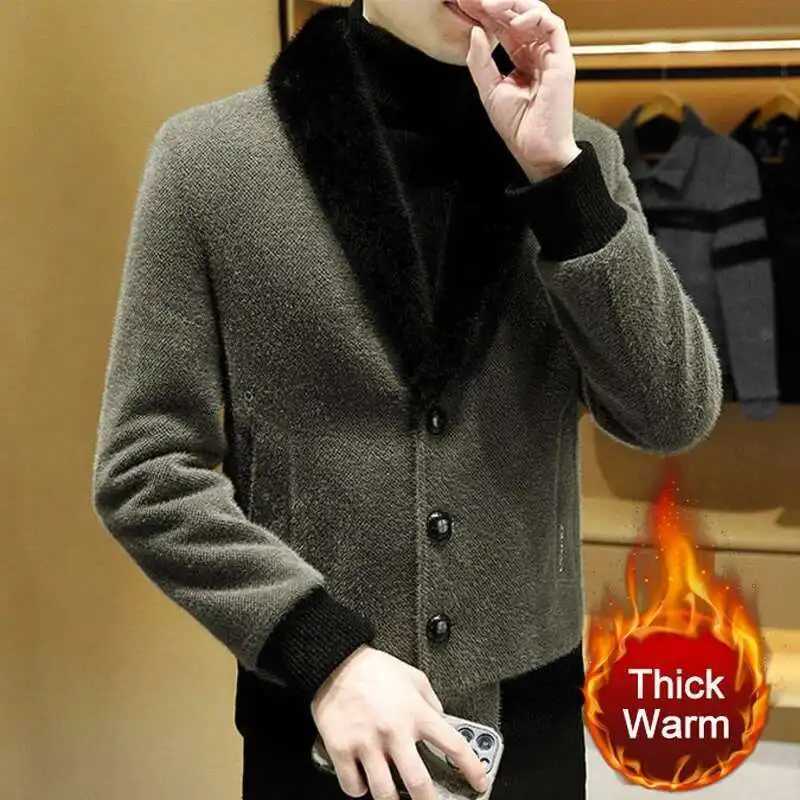 Winter Style Plush Thick Golden Mink Jacket Long Slim Woolen Coat Jacket Casual Social Overcoat Windbreaker Men Jackets Clothing XJ250809