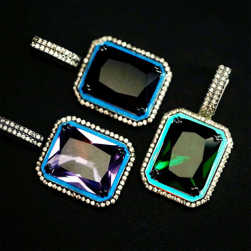 Rainbow Color Luminous Oil Drop Pendant Fashion Personality Moissanite chain Inlaid Necklace