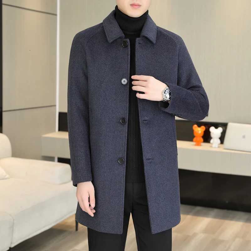 High Quality Fashion Single Sided Coat for Autumn/Winter 2025 New 50% Wool Mens Single Breasted Medium Long Wool Coat M-4XL XJ250809