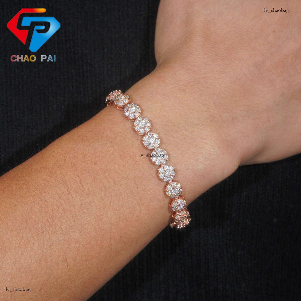 Hip Hop 7.9MM Sier Inlaid D Color Moissanite Unisex Bracelet Jewelry