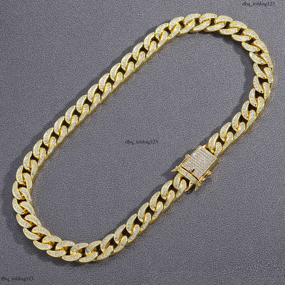 New Men's 13mm Full Dia Cuban Chain Alloy Hip-Hop Gold Necklace