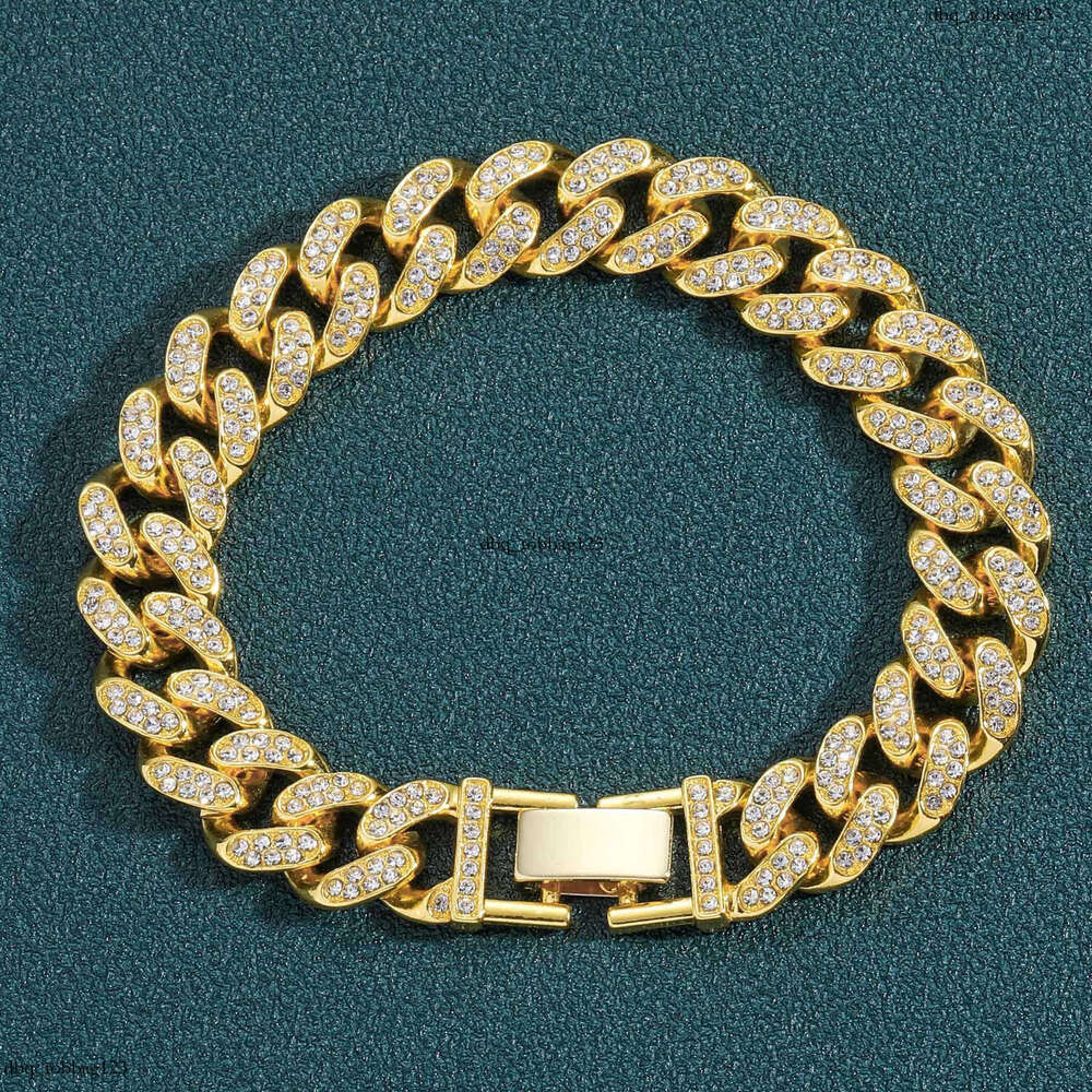 13mm Black Cuban Chain Personality Trendy Men Alloy Full Dia Hip-Hop Bracelet
