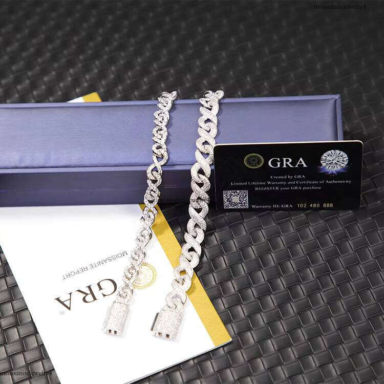 GRA Certificate Hiphop Jewelry 9mm 13mm Infinite VVS Dia Sier Moissanite Cuban Link Chain