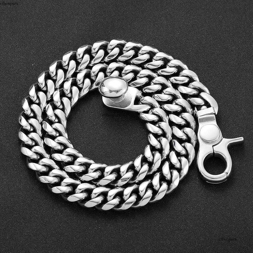 Personalized Men's Hip Hop Fashion Jewelry Stainless Steel with Big Clasp Sier Cuban Link Chain Bracelet for Gift