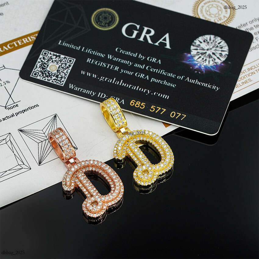 Hip-Hop Personality Iced Out VVS Letter Full Inlaid D Color Moissanite Necklace Pendant 111