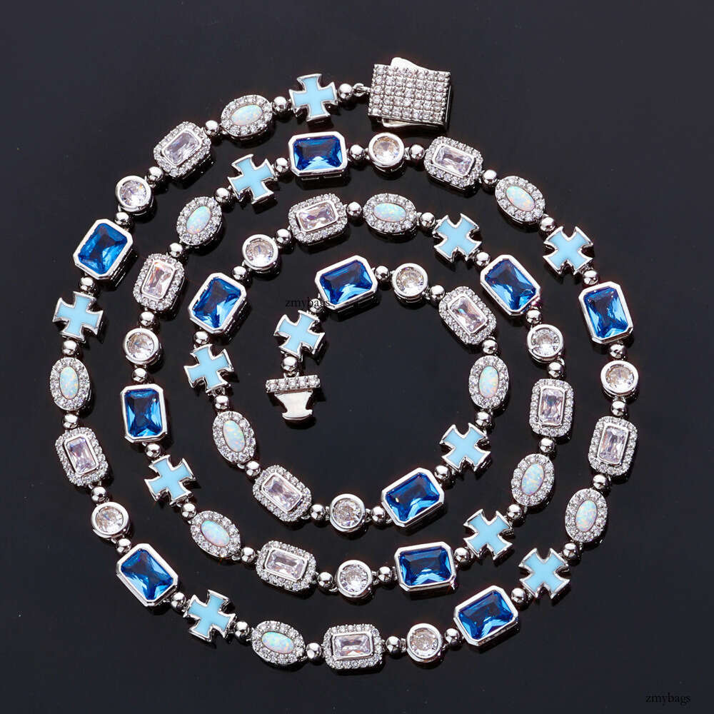 Hip Hop 6mm Cross Oil Drop Chain High-Quality Colorful Opal Men's Necklace