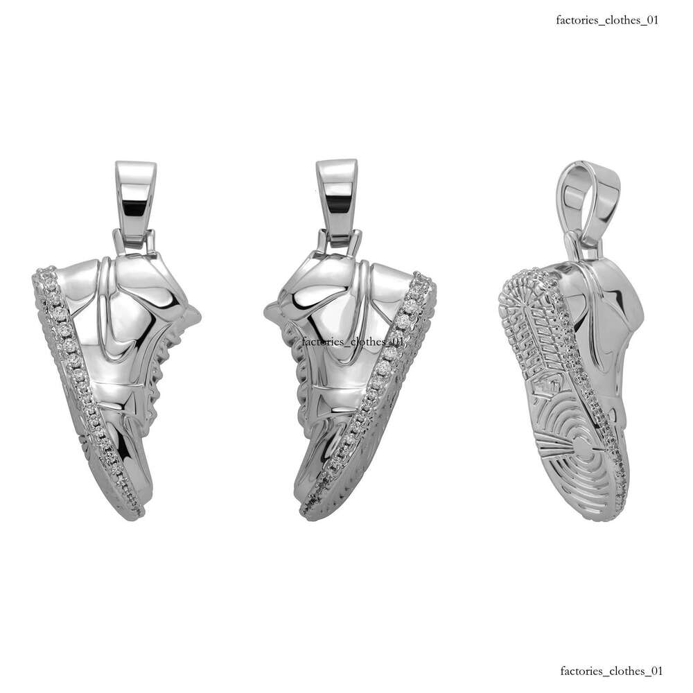 New Hip-Hop Pendant Full Dia Sneaker Necklace Sterling Silver Inlaid Moissanite chain Personality Unisex Accessories Hoodie Chain