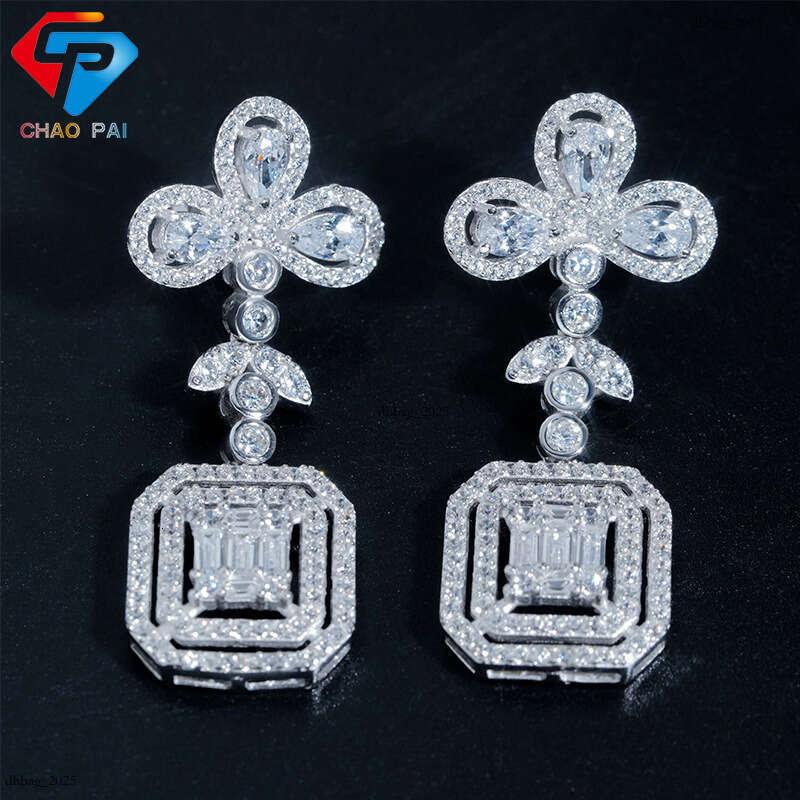 ICED OUT Sier Fashion Style Zircon Earrings Unique Ear Jewelry