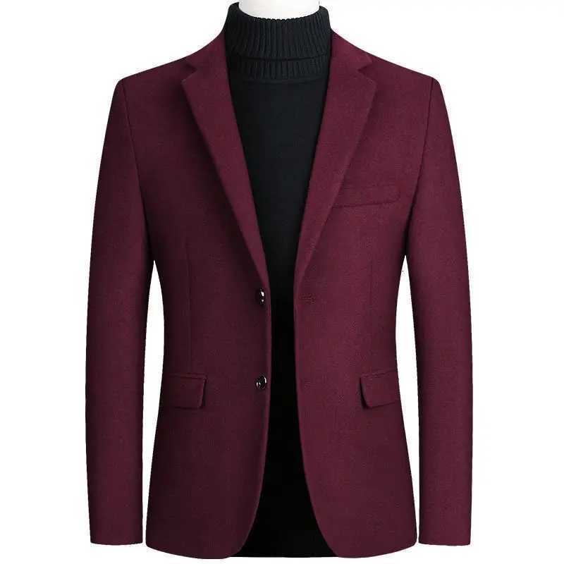 Wool Blazers Solid Men Suits Blends Single Breasted Blazer Turn Down Collar Business Jacket Cardigan Outerwear with Loose Buttons XJ250809