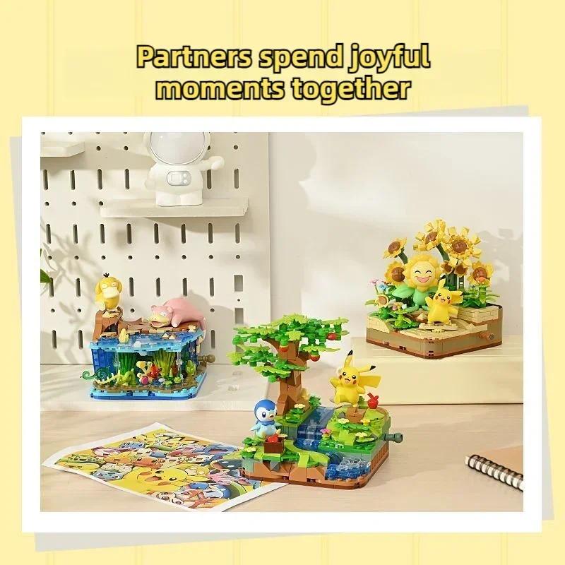 Pokemon Series Building Blocks Pikachu Psyduck Pogaman Cartoon Figure Model Bricks Desktop Ornaments Kids Toys Holiday Gifts