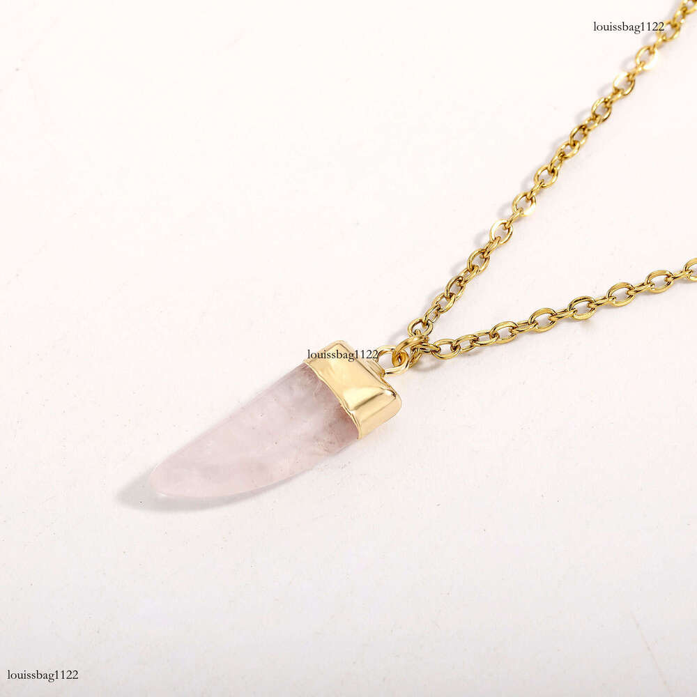 Agate Moon Natural Wolf Tooth Pendant Crystal Raw Stone Necklace