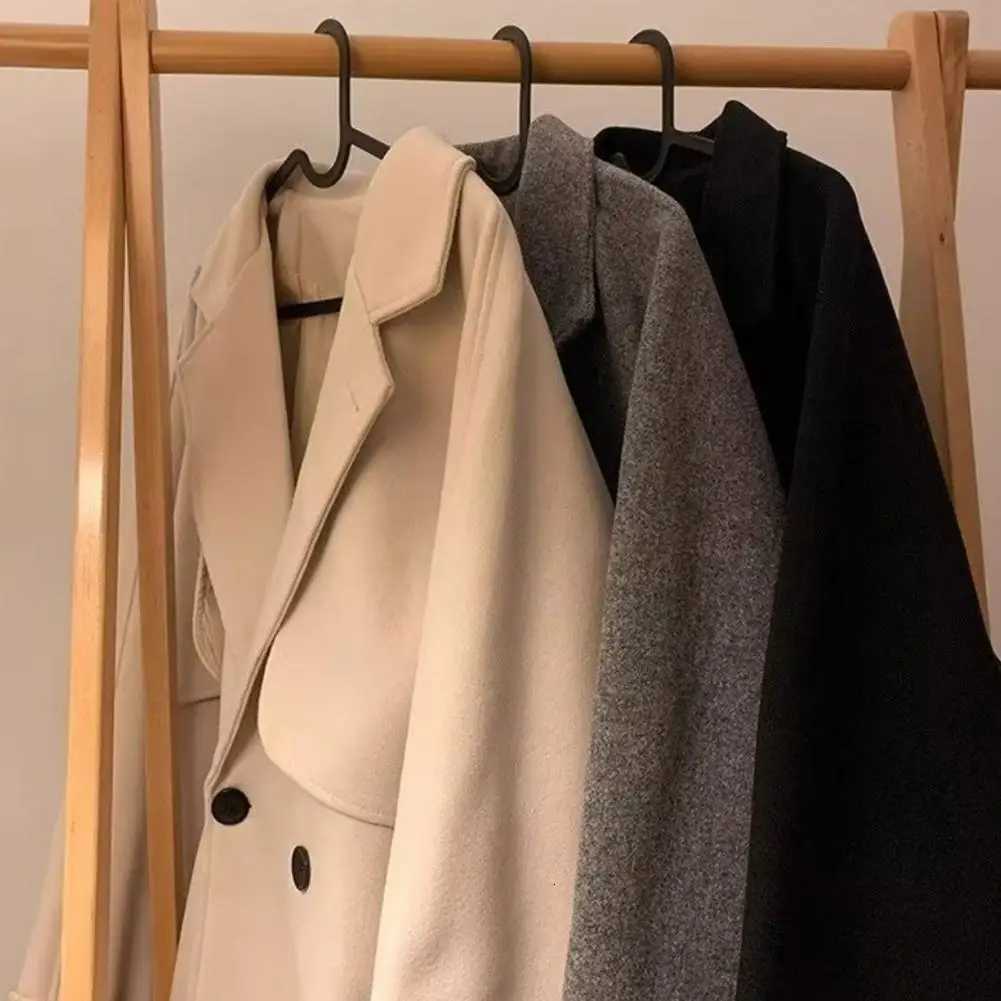 Men Solid Color Coat Stylish Mens Double-breasted Woolen Coat with Pockets Casual Mid-length Outerwear for Autumn Winter for A XJ250809