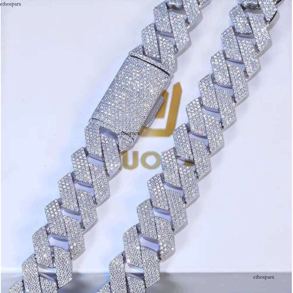 NUOYA 15mm Iced Out Cuban Bracelet Men Hip Hop Jewelry Shiny VVS Moissanite Sier Chain Party Gifts