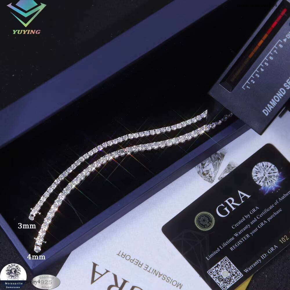 Ice Out Link Dia Sier Gold Plated Fine Jewelry Bracelet VVS Moissanite Tennis Chain for Men Women