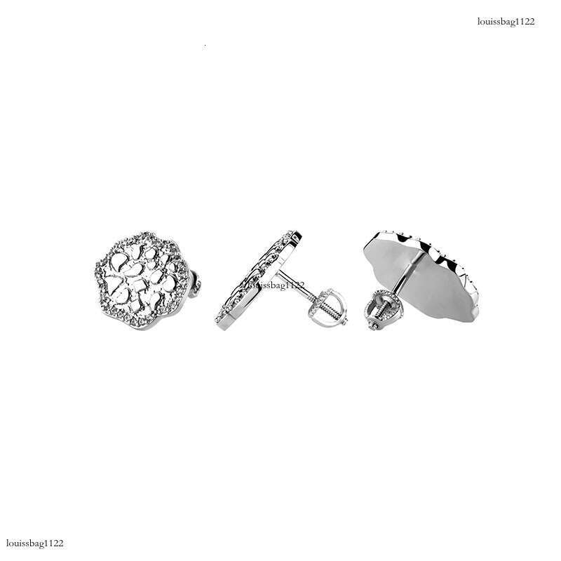 INS Hip-Hop Lotus Zircon Emed Smooth Surface Stud Unisex Personality Simple Fashion Earrings
