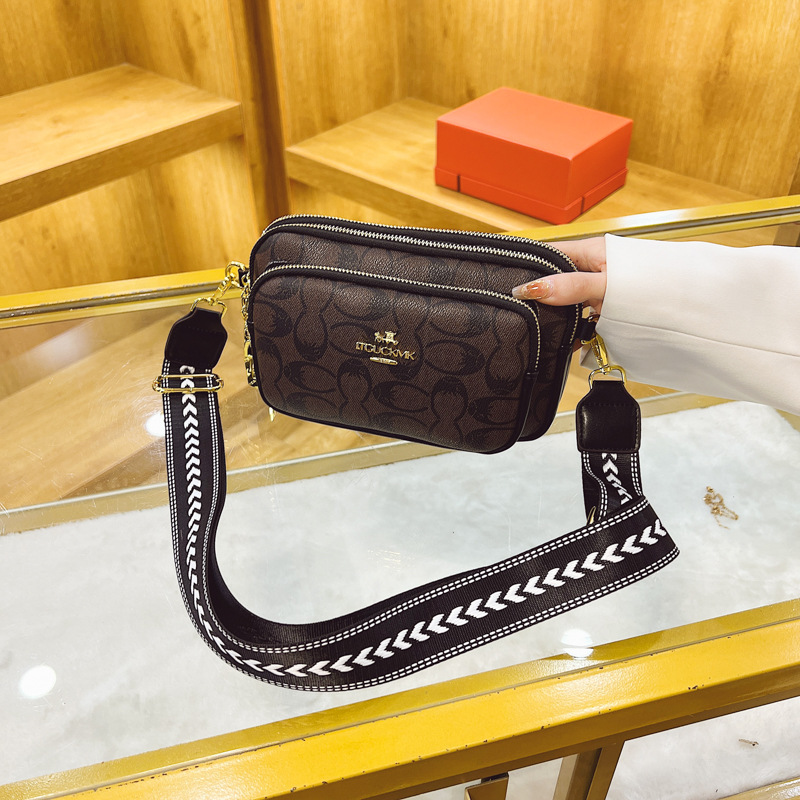 2025 Trending Retro Print Sling Bag, Wide Strap Mini Square Bag for Women - 3-Way Convertible Shoulder/Waist/Crossbody Purse