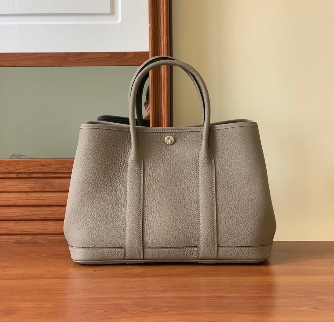 Womens Leather Garden Party Tote Luxurious 10A Cowhide Handbag