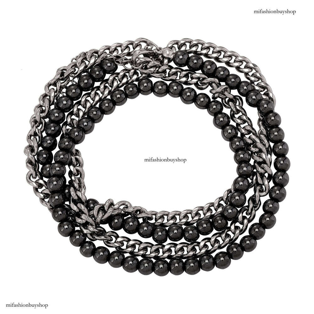 Hip Hop Sterling Silver Cuban Chain Black Gallstone Round Bead Necklace Beads DIY Jewelry Accessories Gold Australia