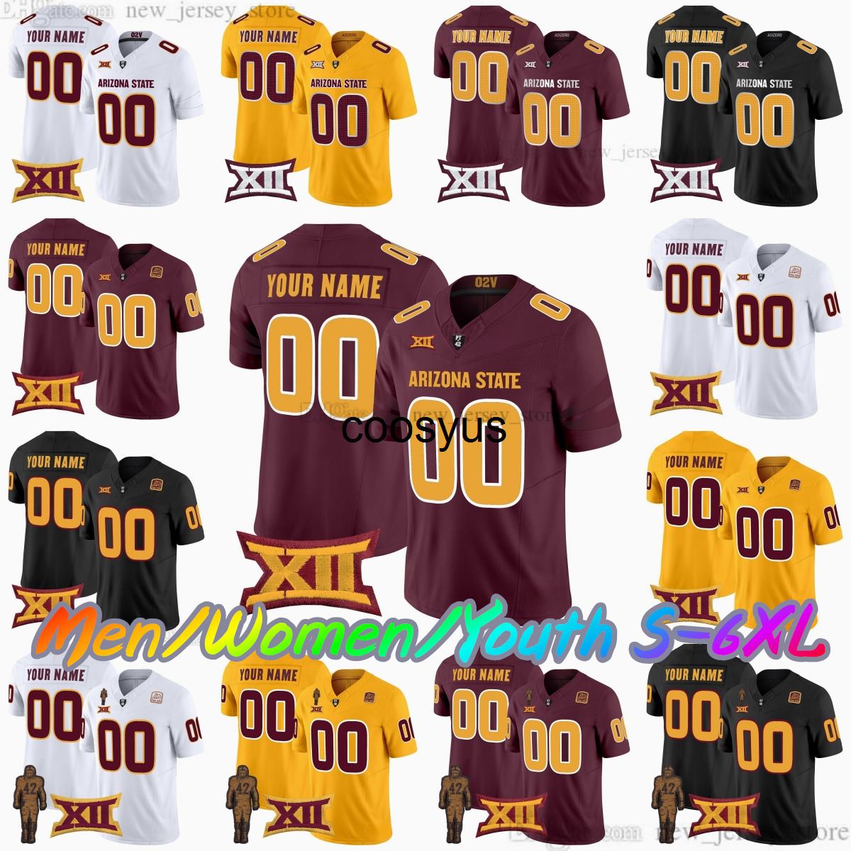 2025 Custom S-6XL Arizona State Sun Devils College Football Jersey 10 Sam Leavitt 4 Cam Skattebo 0 Tyson 16 Jake Plummer 25 DeCarlos Brooks 42 Tillman Stitched Jerseys