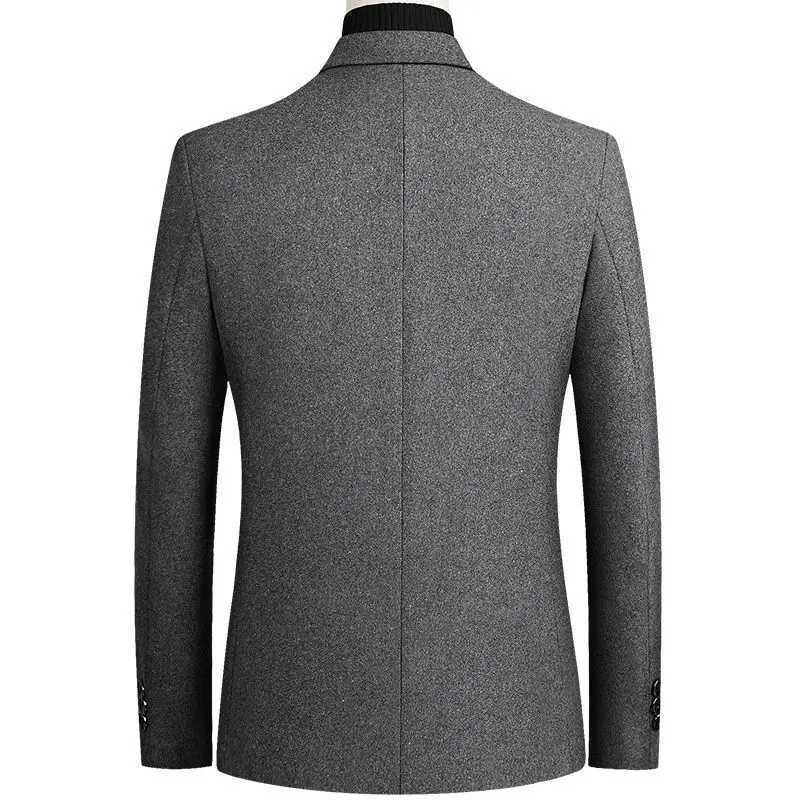 2025 Slim Fit Turn Down Collar Single Breasted Wool Blazers Cardigan Coats Long Sleeve Pockets Solid Business Jackets XJ250809