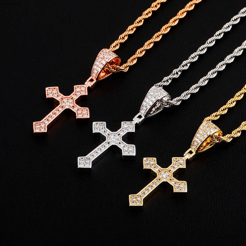 Unique Cross Pendant Full Moissanite chain Temu Necklace Jewelry