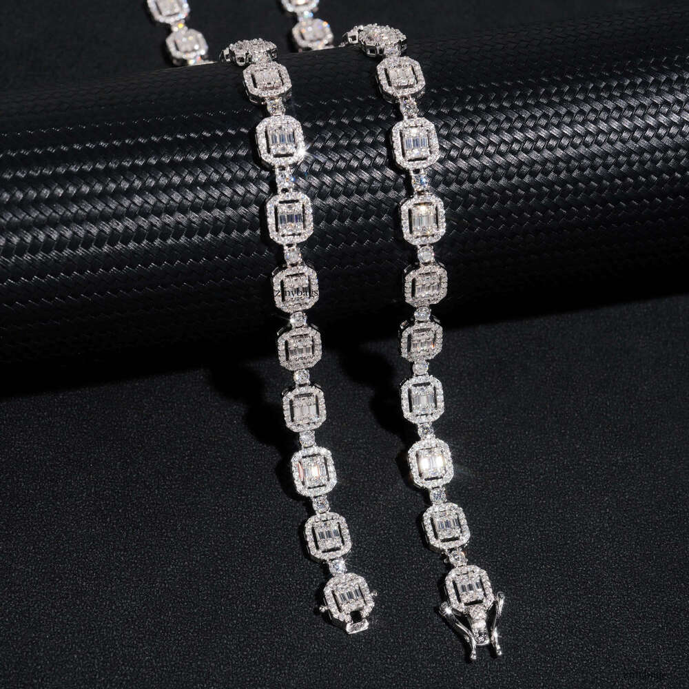 Sier Moissanite Cubic Moissanite chain 8mm and 9.5mm Men's Hip Hop Cuban Necklace Jewelry