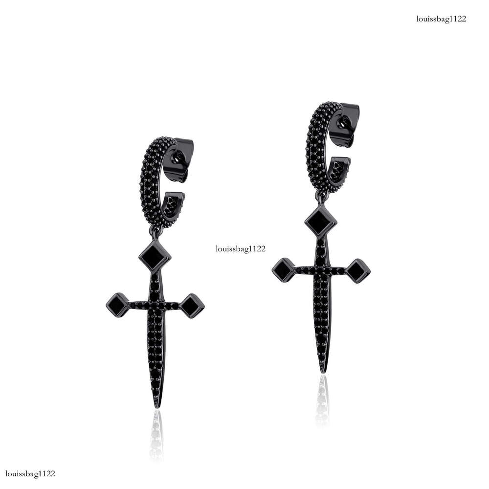 INS Style New Black Series Full Dia Elegant for Men and Women Niche High-end Fashion Versatile Earrings