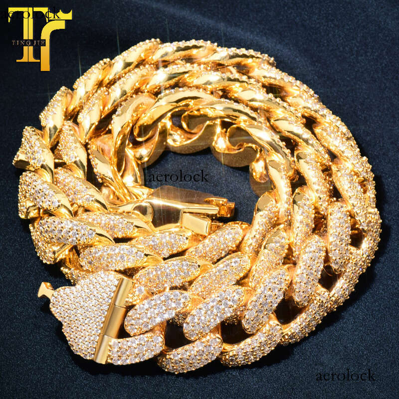 Hip Hop 18MM Cuban Chain Men's Fashion Trend New Spring Clasp Full Dia Gold Necklace